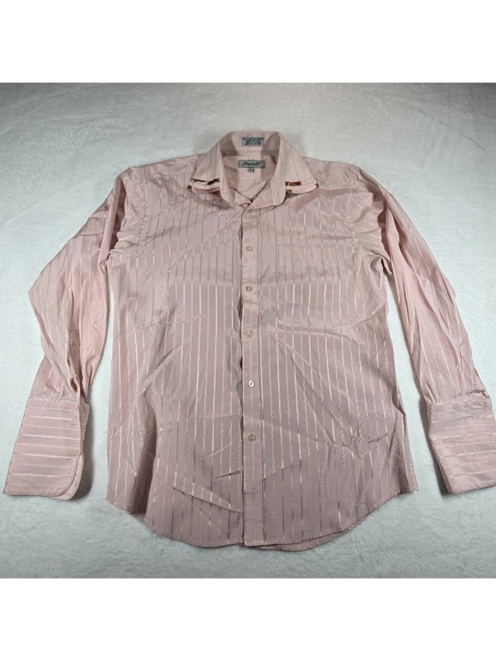 Fratello Shirt Mens 15 1/2 33-34Light Pink Button Up French Cuff Long Sleeve